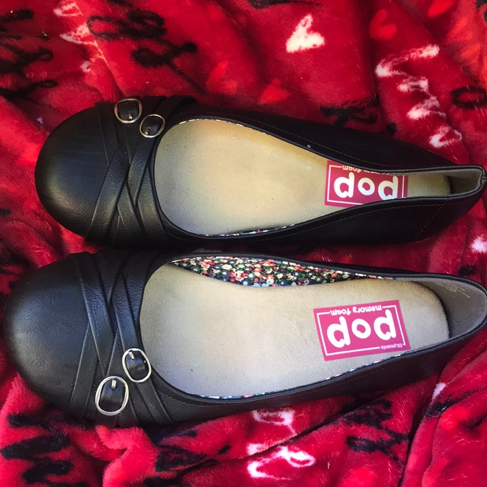 Pop Nelly memory foam flats black ballet 7.5